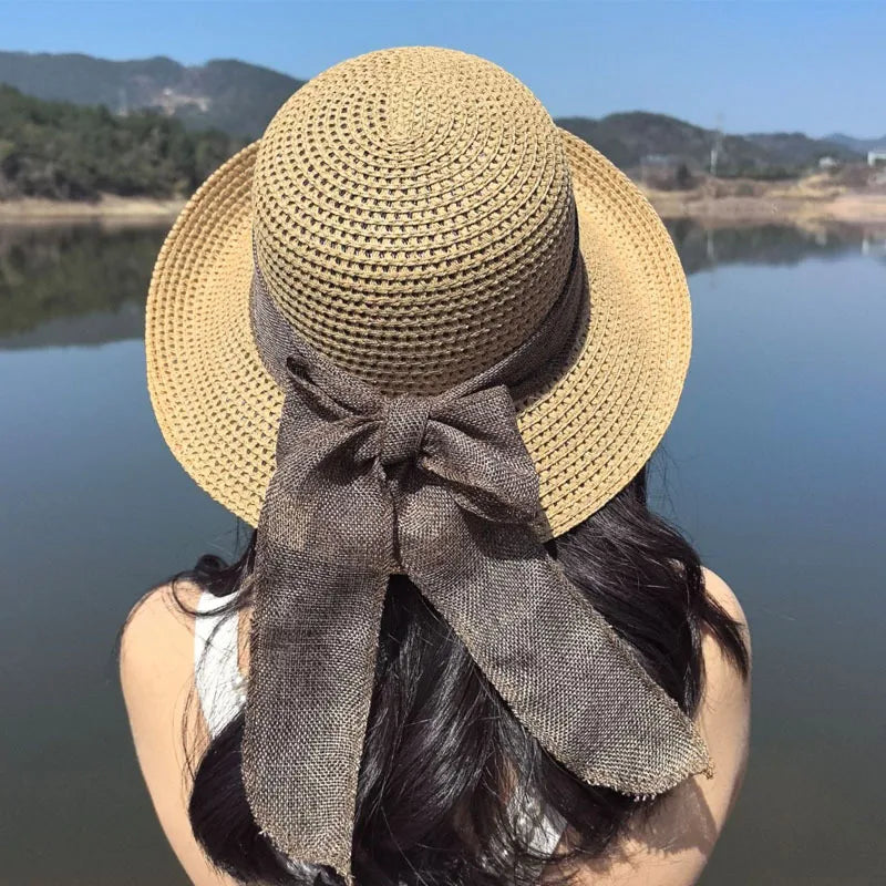 Women's Elegant Basic Solid Color Big Eaves Straw Hat