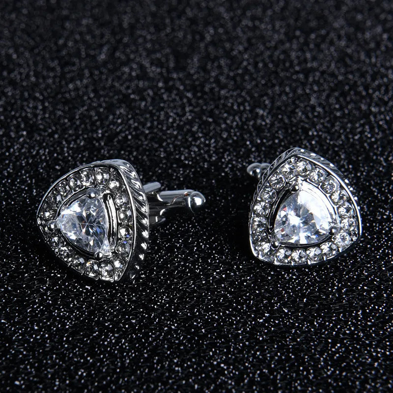 casual triangle alloy plating inlay rhinestones men's cufflinks