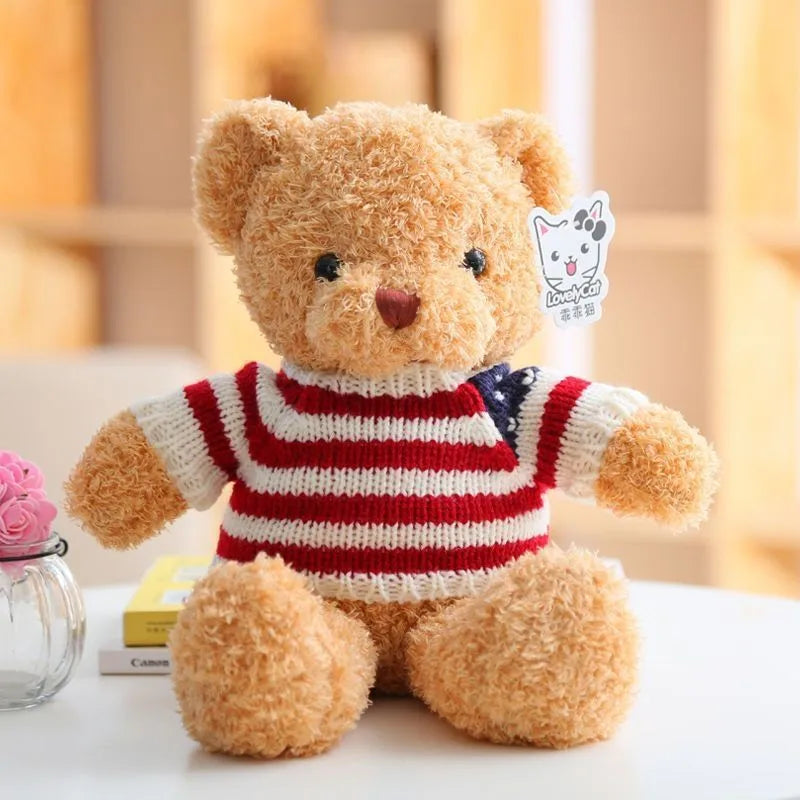 Wholesale sweater bear doll large pillow cute dressing teddy bear doll birthday gift girl plush toy