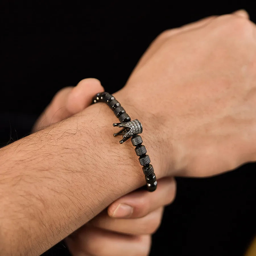 Hip-Hop Crown Stainless Steel Patchwork Men's Bracelets
