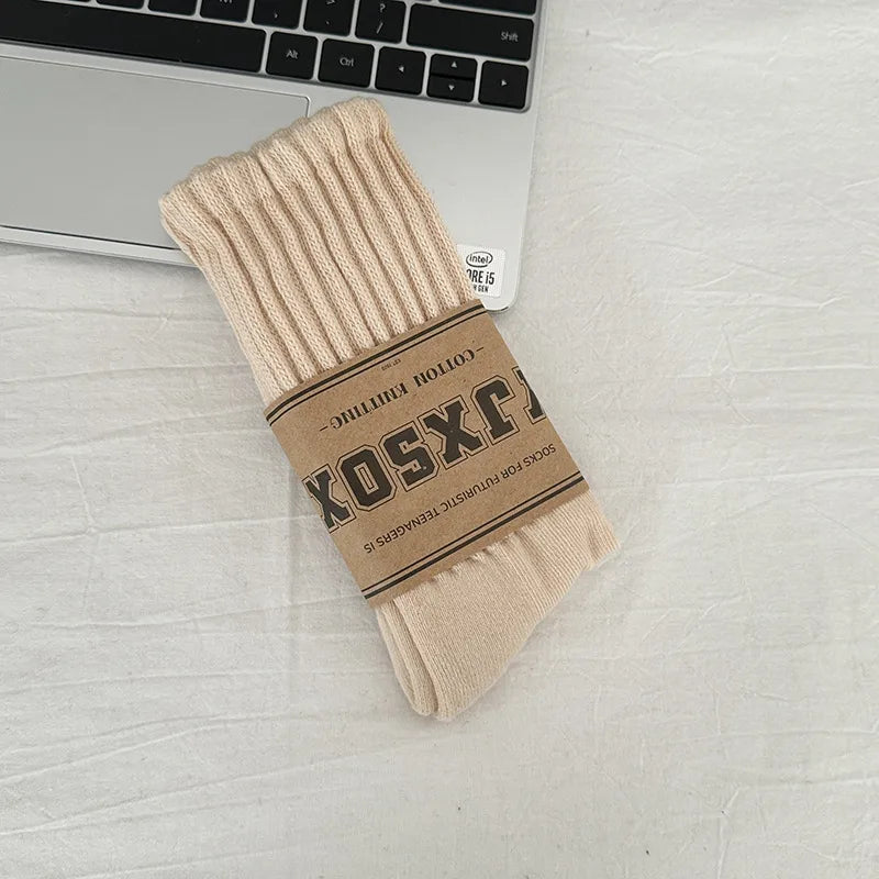 unisex sports solid color cotton crew socks a pair