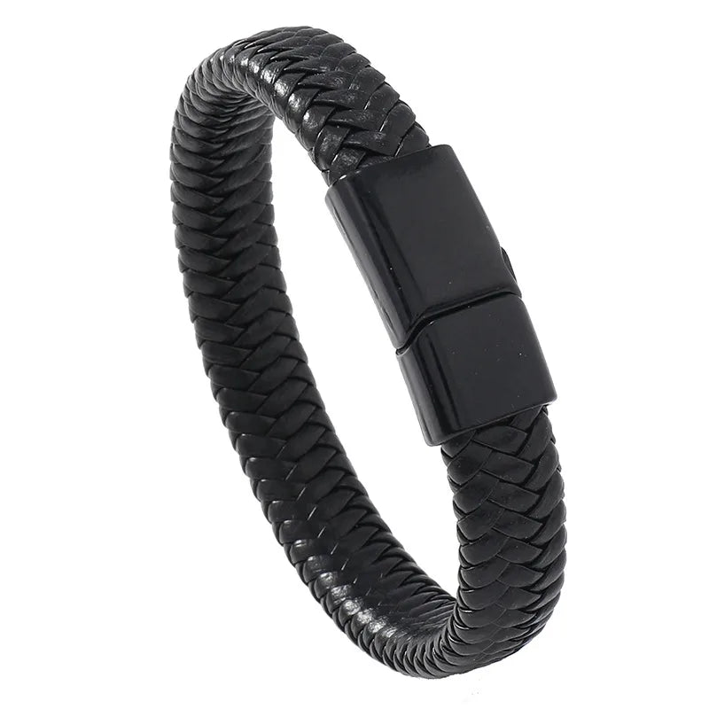 Hip-Hop Retro Geometric Pu Leather Knitting Plating Men's Bracelets