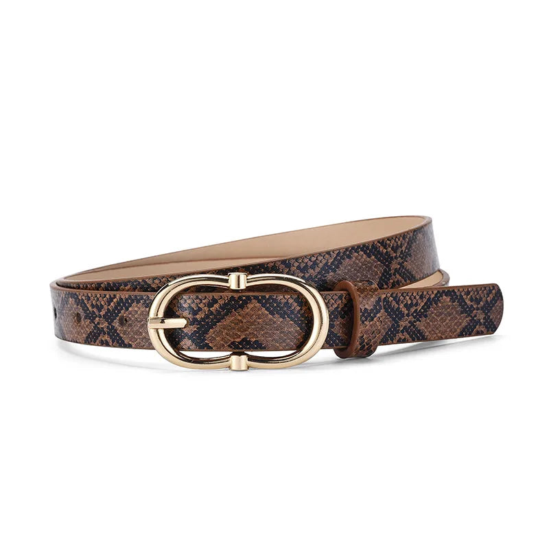 Cool Style Snakeskin Pu Leather Alloy Women's Leather Belts