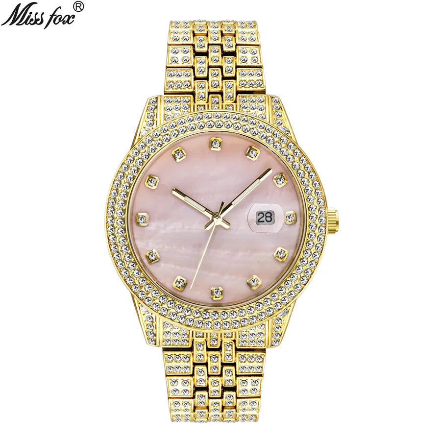 Casual Retro Color Block Butterfly Double Snap Quartz Watch Men's Watches