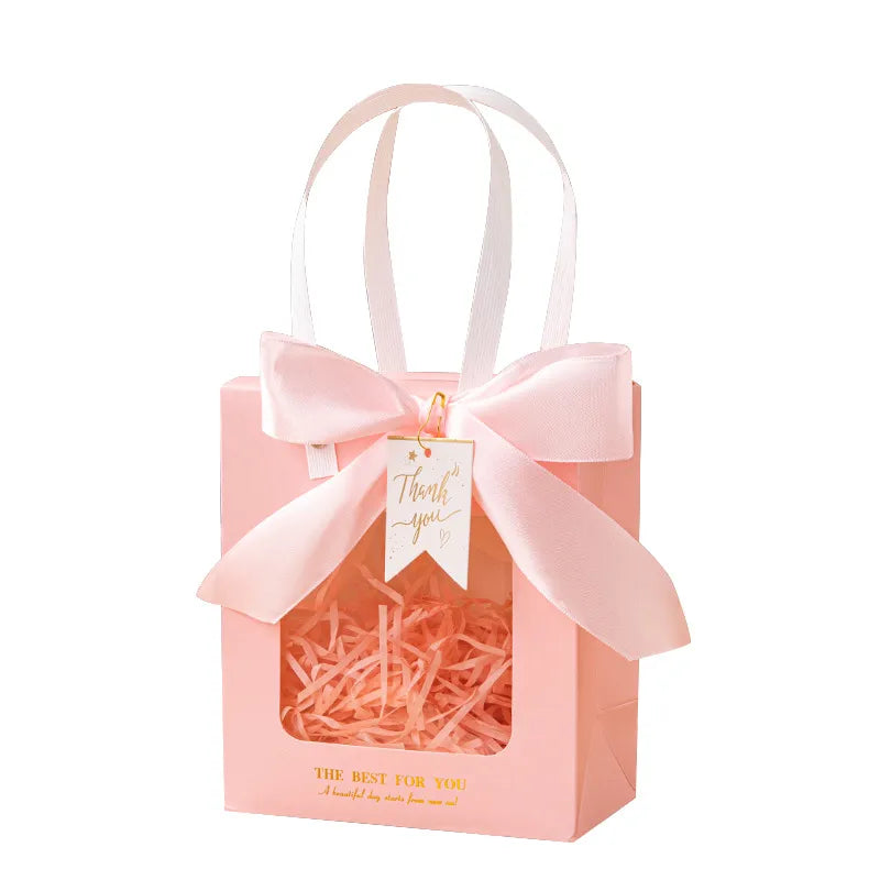 Gift Bag Advanced Sense Transparent Window Opening Bag Fashion Packaging Bag Birthday Gift Cosmetic Tote Bag Hand Gift Bag