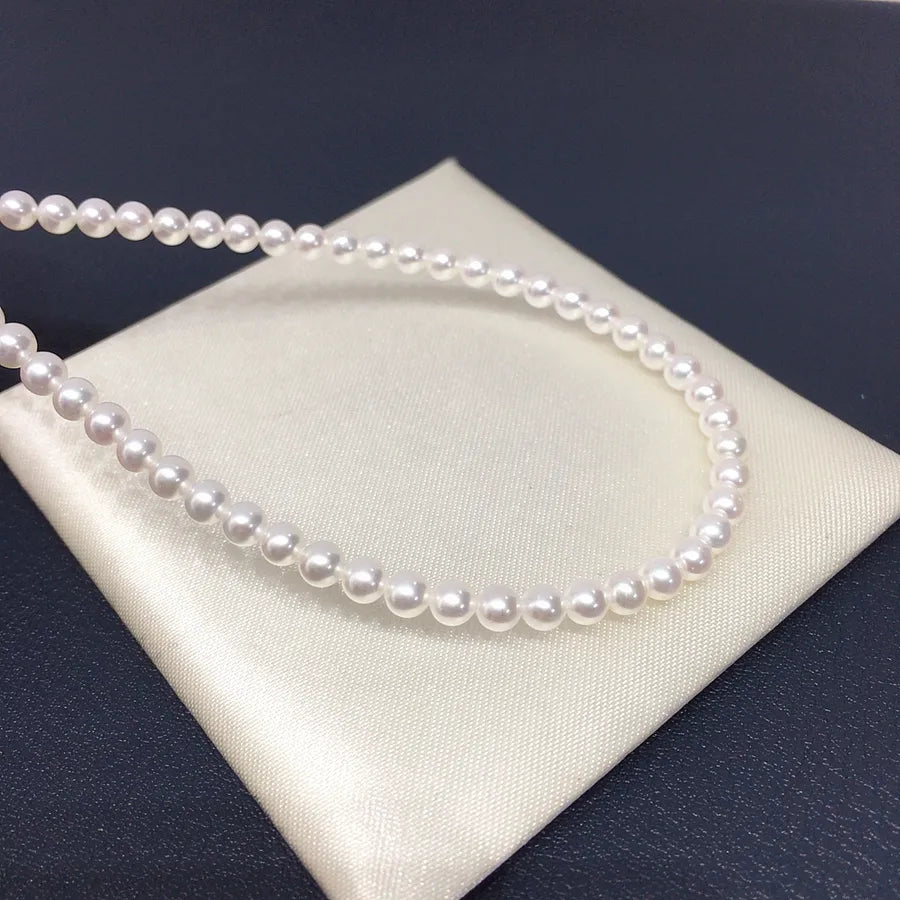 Zhuji Pearl High Brightness Near Round Natural Freshwater Pearl baby Bead Chain Small Rice Bead Pearl Necklace Jewelry Wholesale