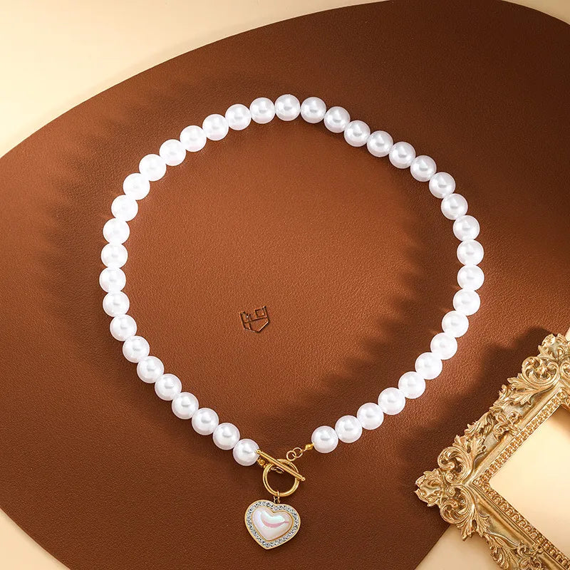 Baroque Style Marine Style Modern Style Starfish Conch Heart Shape Imitation Pearl Titanium Steel Beaded Chain OT Clasp Toggle Clasp Closure Beaded Necklaces Wholesale
