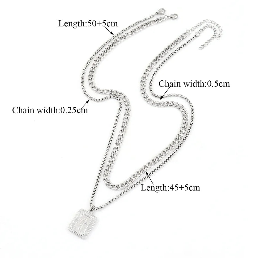 Elegant Simple Style Classic Style Cross Rectangle 201 Stainless Steel 304 Stainless Steel Men's Pendant Necklace