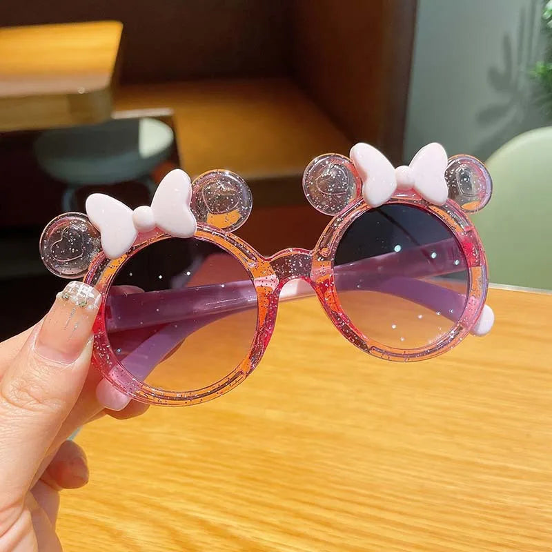 Cute Bow Knot Pc Round Frame Full Frame Kids Sunglasses