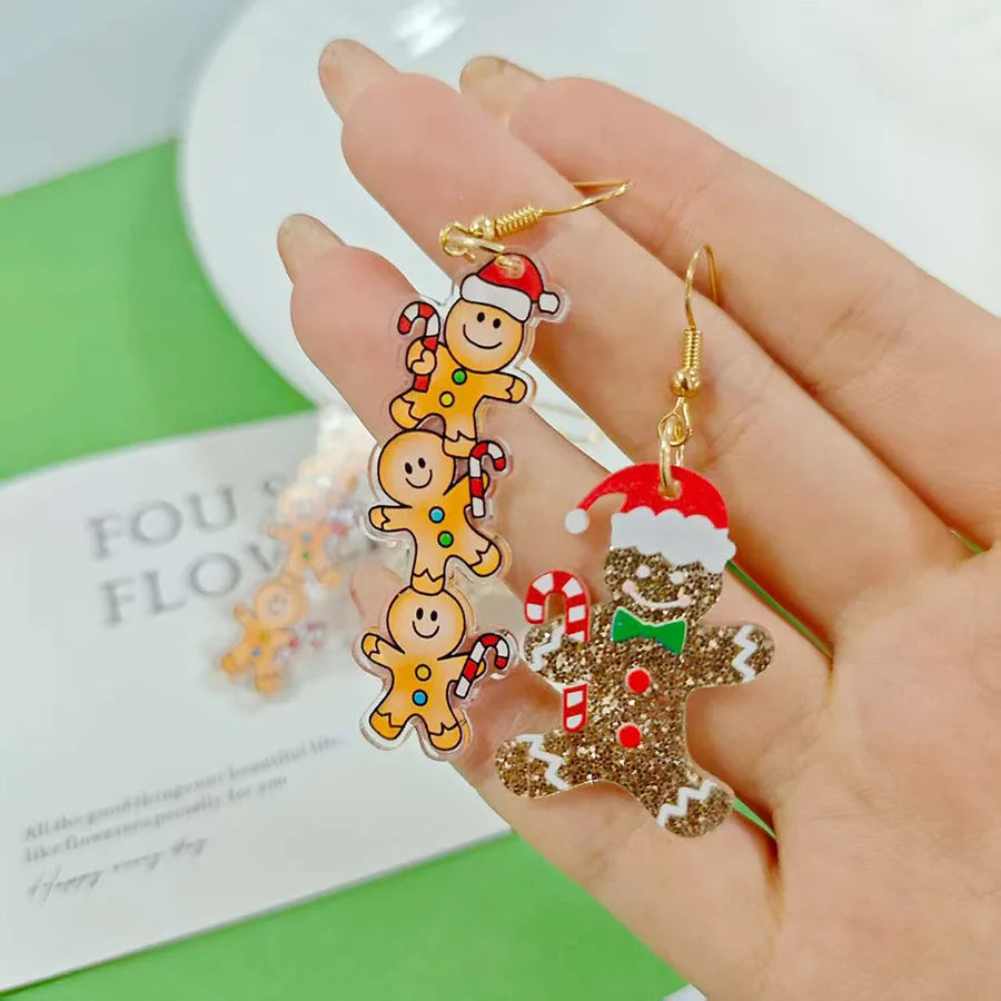 Christmas Acrylic Fun Cute Gingerbread Man Earrings Fashionable Versatile Stylish Ear Jewelry Accessories For Women