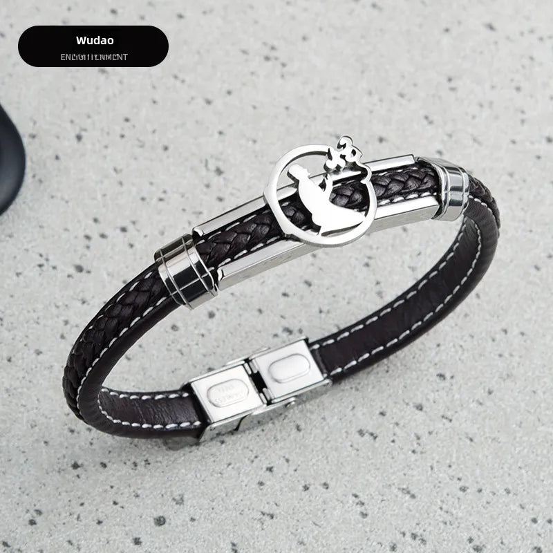 hot infinite love microfiber stainless steel bracelet men's jewelry  fashion boys bracelet  Black Brown