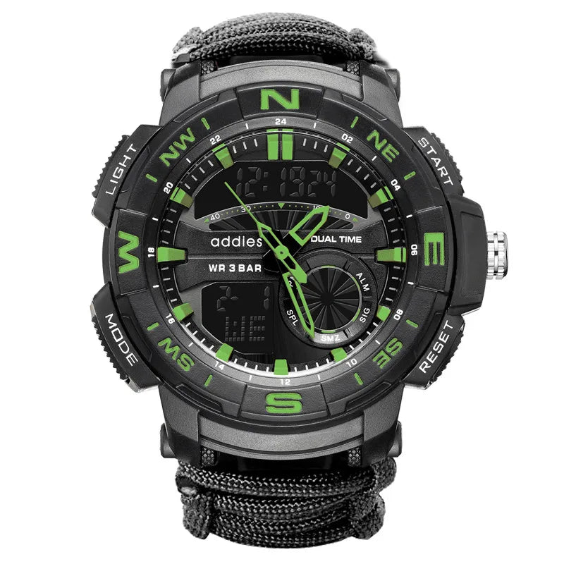 Edison luminous multifunctional compass watch outdoor mountaineering whistle Flint waterproof electronic men's watch wholesale