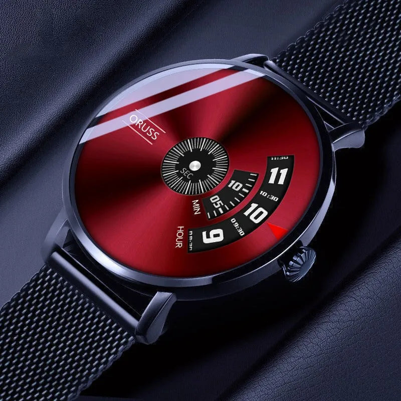 casual solid color single folding buckle quartz men's watches