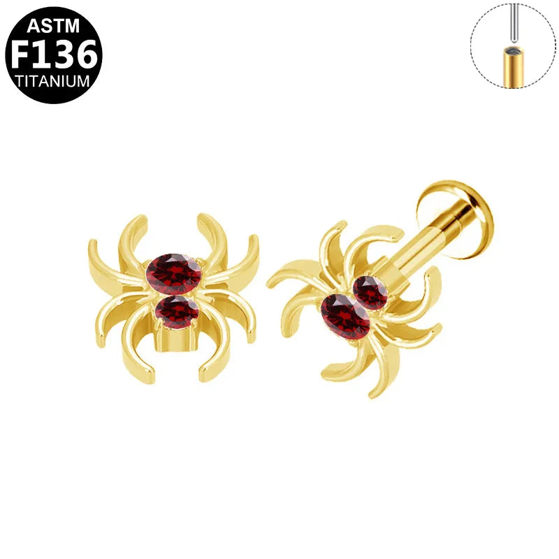 1 Piece Lip Rings Pastoral Commute Animal Fruit Titanium Alloy Plating Inlay Zircon 14K Gold Plated White Gold Plated Lip Rings Ear Cartilage Rings & Studs