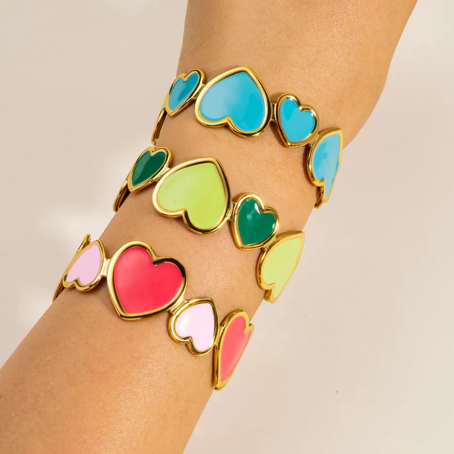 Modern Style Sweet Heart Shape 304 Stainless Steel Bangle In Bulk