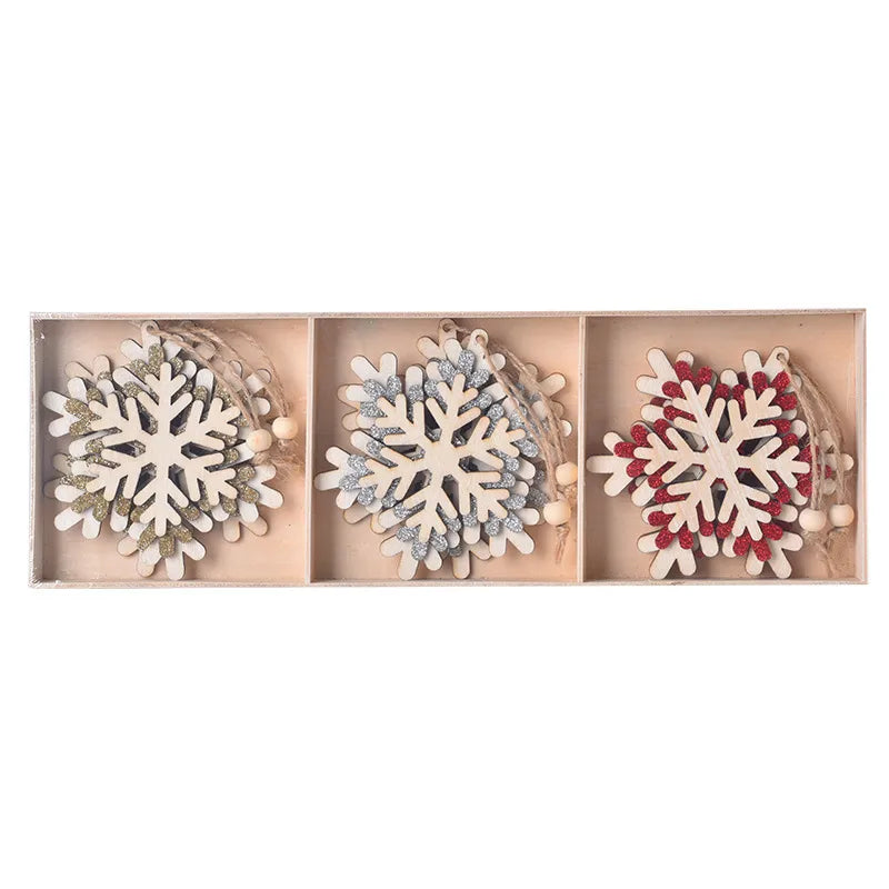 Christmas Cute Snowflake Wood Party Festival Hanging Ornaments