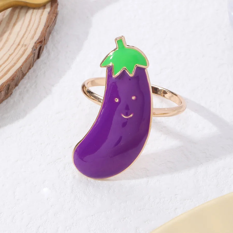 Cute Pastoral Corn Eggplant Vegetable Alloy Napkin ring 1 Piece