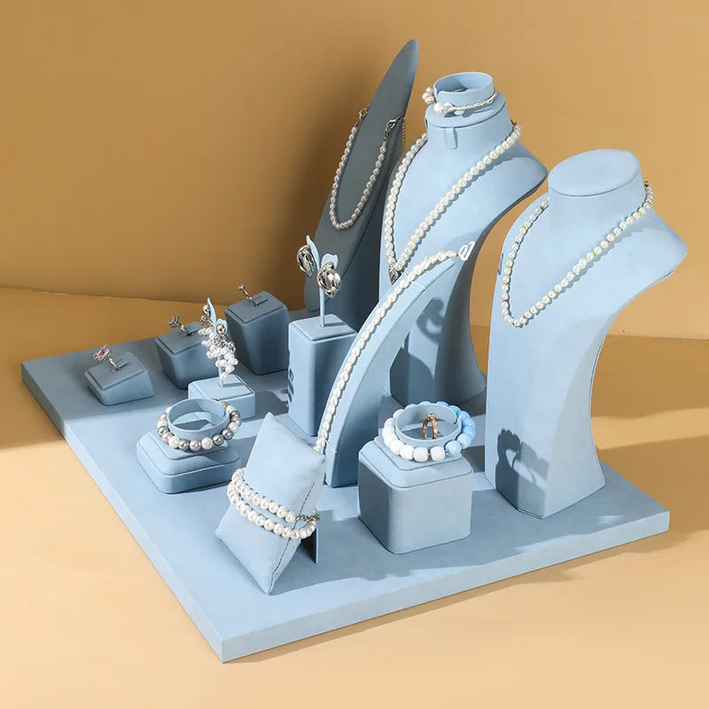Jewelry Display Stand Ring Holder Gold Store Window Showcase Live Diamond Display Props Superfiber And Metal High-End Feel