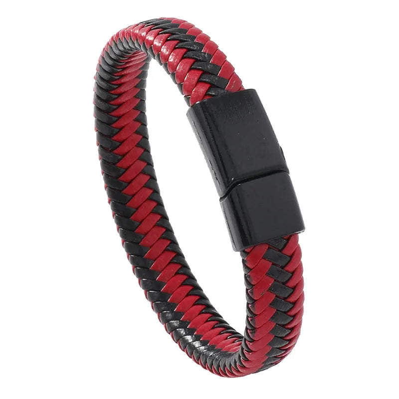 Hip-Hop Retro Geometric Pu Leather Knitting Plating Men's Bracelets