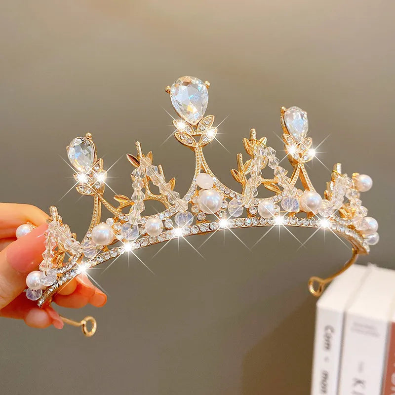 cute crown artificial crystal inlay artificial gemstones crown 1 piece