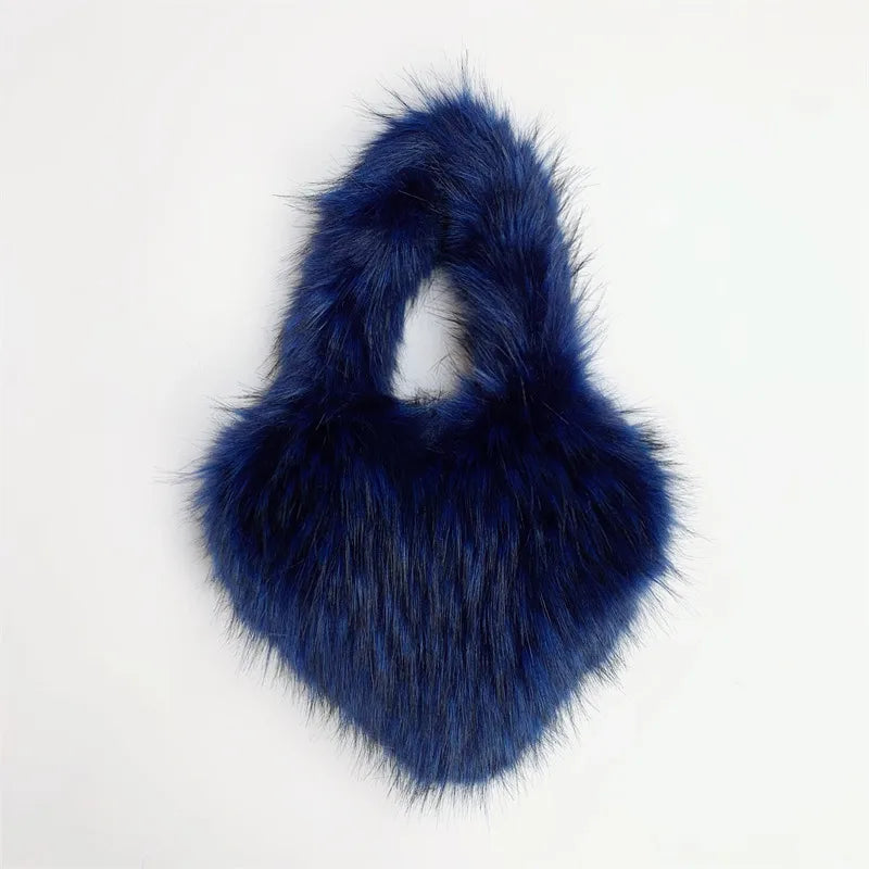 women's autumn&winter artificial wool solid color streetwear heart-shaped magnetic buckle handbag