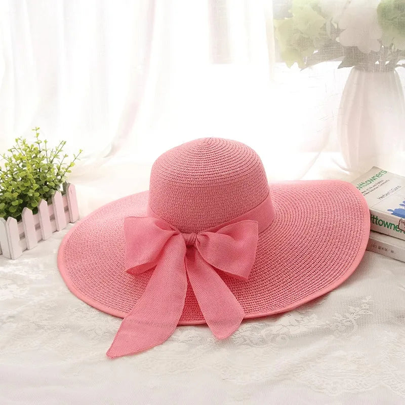Women's Vacation Modern Style Bow Knot Big Eaves Straw Hat