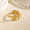 Wholesale Jewelry Exaggerated Simple Style Star Moon 304 Stainless Steel Open Rings