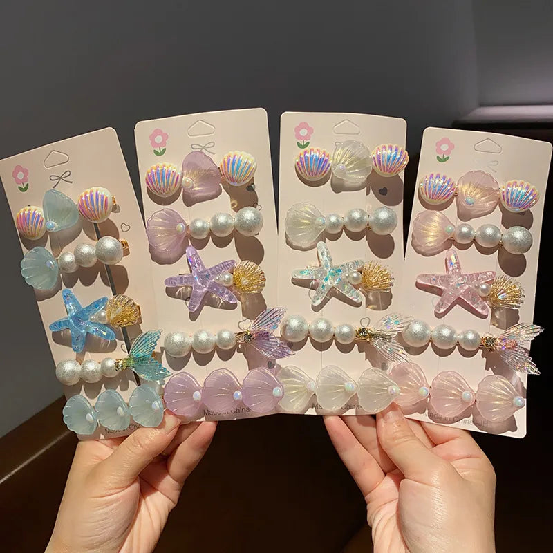 Women's IG Style Marine Style Scallop Starfish Heart Shape Plastic Shell Hair Clip
