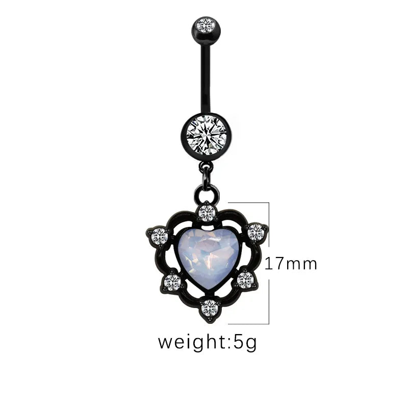 1 Piece Belly Rings Casual Hip-Hop Moon Heart Shape Stainless Steel Arylic Alloy Plating Acrylic Glass