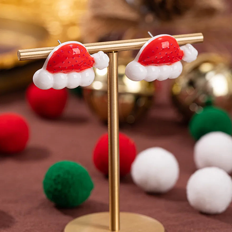 Christmas Theme Alloy Ear Cuff Drop Earrings  New Products Small Pendant Diy Accessories Christmas Hat