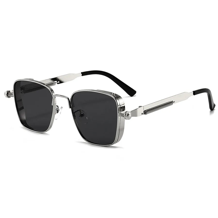 retro punk british style solid color ac square full frame men's sunglasses