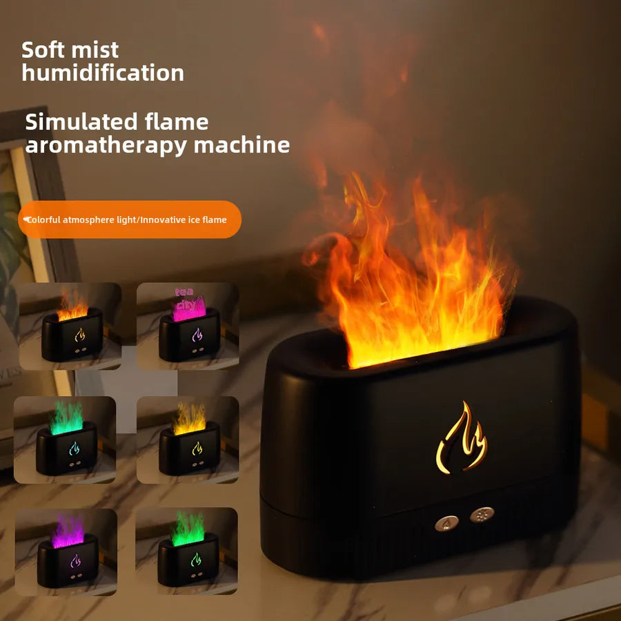 creative simulation flame aromatherapy machine fragrance expansion machine home desktop office flame seven-color humidifier
