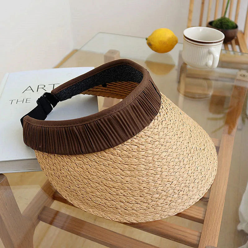 women's vacation solid color big eaves sun hat
