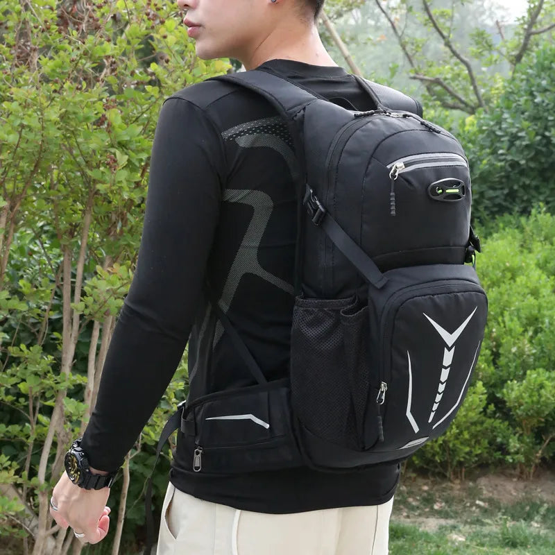 sports solid color square zipper functional backpack