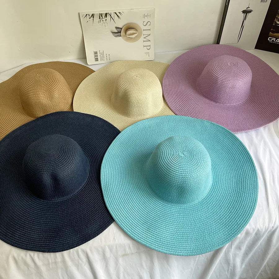 Women's Casual Style Basic Solid Color Big Eaves Straw Hat