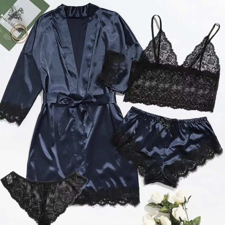 women's sexy solid color polyester lace skirt sets