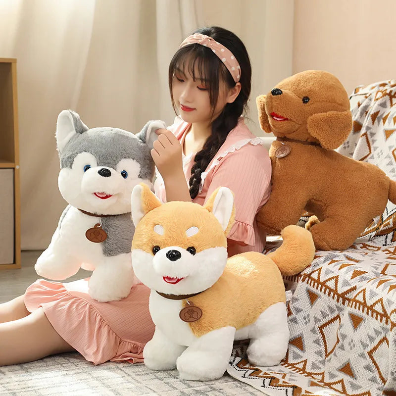 Small Size Teddy Shiba Inu Pomeranian Plush Dolls Realistic Dog Toy Soft PP Cotton Sleeping Companion Dolls For Children