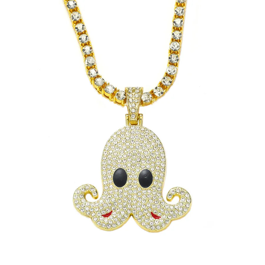 5mm Tennis Chain Tennis Chain   New Octopus Cartoon Full Diamond Hip Hop Necklace