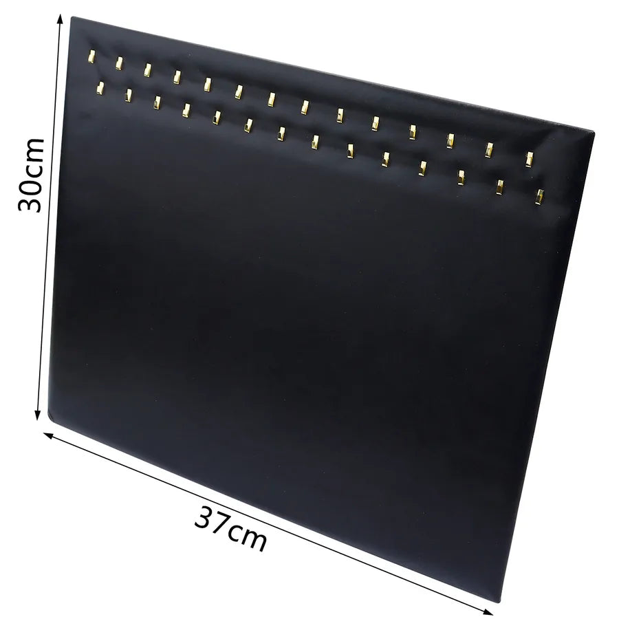 New PU Leather Jewelry Display Board Black Hook Necklace Earring Ring Stand Stall Display Props Simple Style Handwoven Square