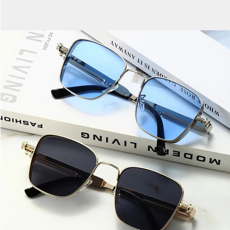 retro punk british style solid color ac square full frame men's sunglasses