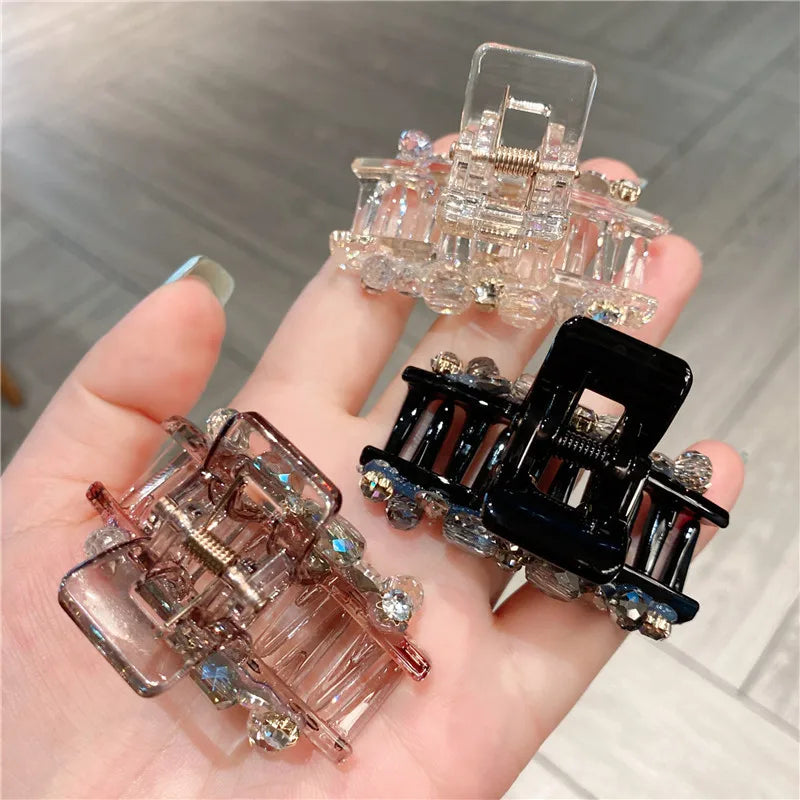 Elegant Acrylic Crystal Hair Claw Clip Women's Small Size Shark Roe Headwear Luxury Sensation Half-Up Hair Accessories