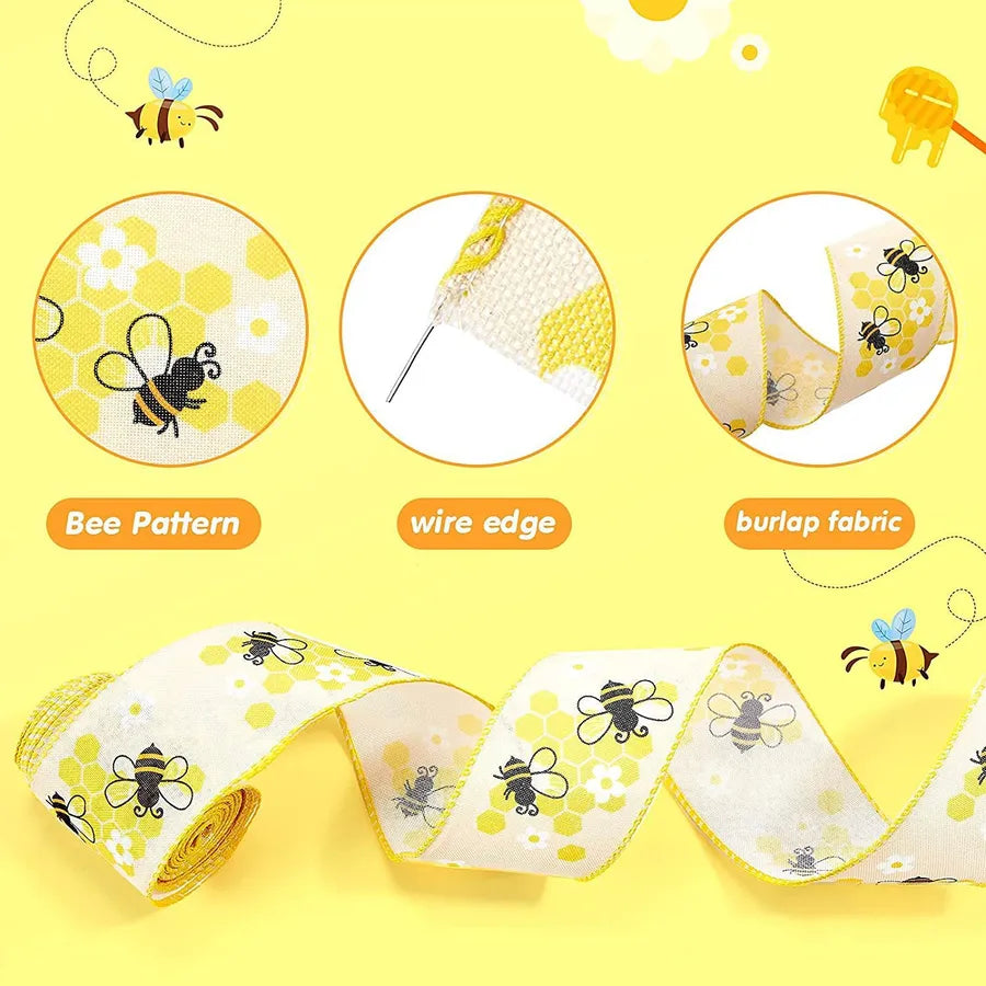 Cute Simple Style Stripe Polka Dots Bee Cloth Polyester Party Festival Ribbon Gift Wrapping Supplies