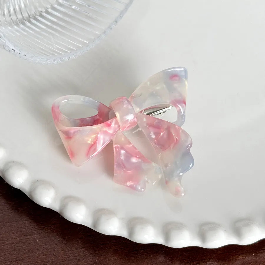 Sweet Versatile 3D Butterfly Knot Hair Clip High Ponytail Side Duckbill Clip Acetate Hair Accessories For Women Simple Style