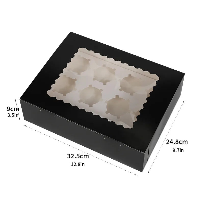 12-Pack Cupcake Boxes Pastry Baking Paper Transparent Window Cake Packaging Boxes Pastries Storage Simple Style Egg Tart Boxes
