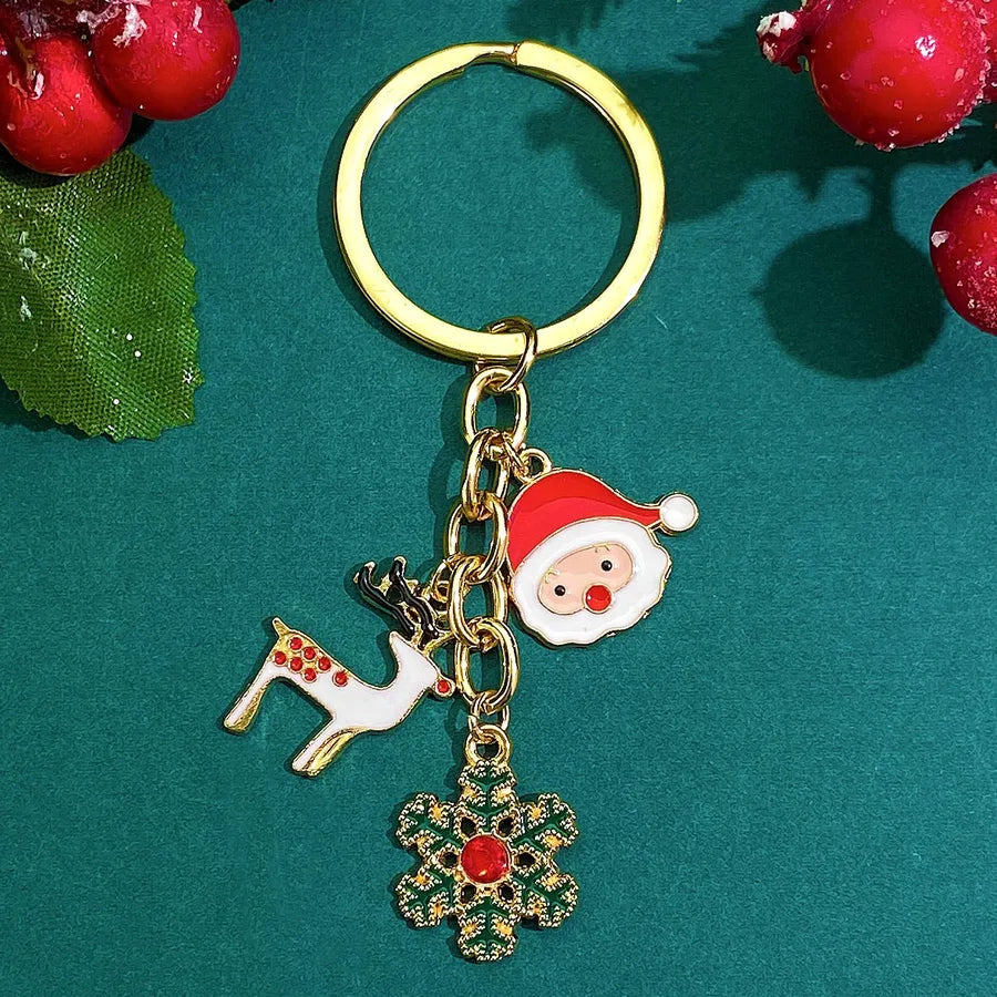 Classic Style Santa Claus Alloy Christmas Women's Keychain