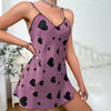 Home Sexy Simple Style Color Block Heart Shape Imitated Silk Polyester Pajama Sets