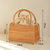 Women's Medium Straw Geometric Vacation Bucket String Straw Bag