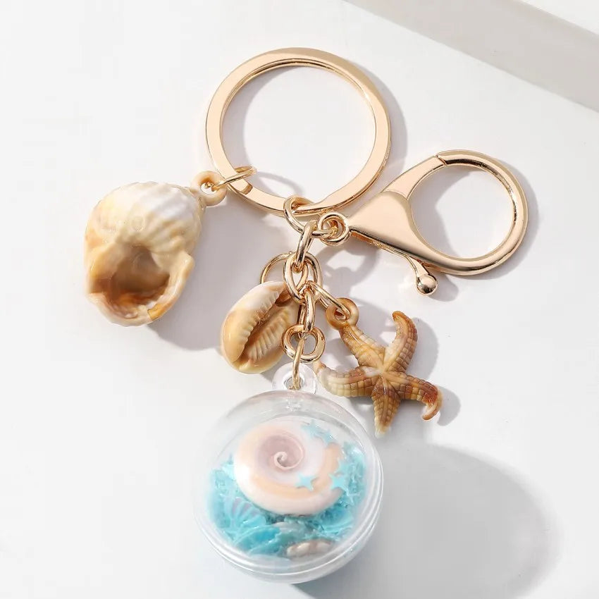 Marine Style Starfish Conch Arylic Unisex Bag Pendant Keychain