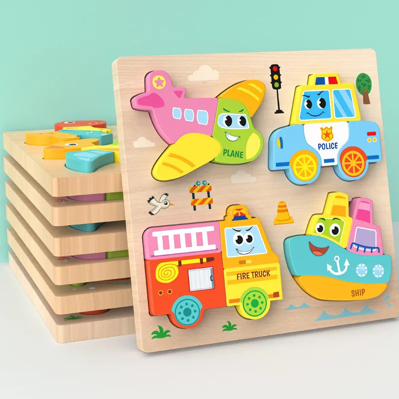 Mengshi Early Education Wooden Puzzle Baby Children Handmade Animal Shaped Gift Toy Educational Plaything For Toddler Kids