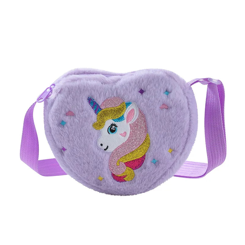New in stock Plush Loving Heart Storage Children's Cartoon  Shoulder Bag Cute Girl's Daily Wear Crossbody